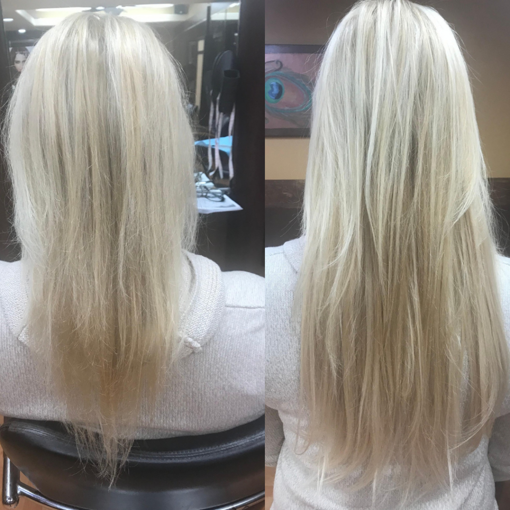 before and after hair transformation with extensions