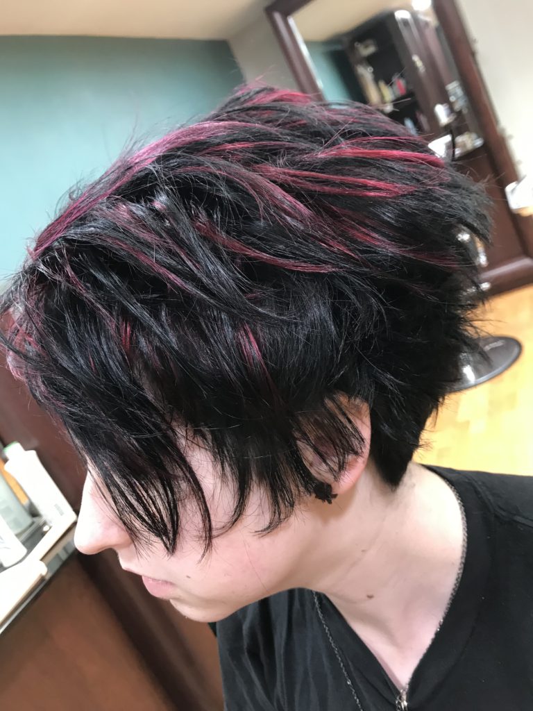cool purple tint on black short hair