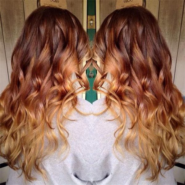 orange and brown highlighted hair